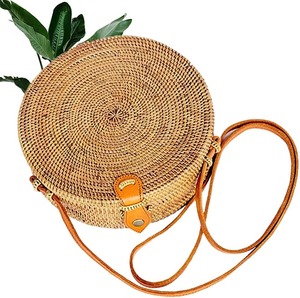 Sac à main en rotin naturel fait à la main pour femmes style vintage avec doublure en coton prix sac rond en rotin en gros - Product Image 5