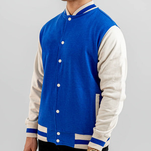 Blouson universitaire bleu beige pour homme, col rabattu, décontracté, pour l'automne, avec logo imprimé par transfert thermique sur le devant, coupe classique - Product Image 3