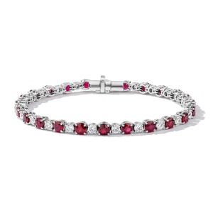 Bracelet en or 14 carats avec diamant de laboratoire taille émeraude couleur sang de pigeon pour mariage, fête et cadeau - Product Image 1