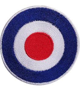 Circular Eco-Friendly Canvas Embroidered <b>Patch</b> Red White and Blue Target Design <b>Sew</b>-<b>On</b> Fabric Applique for Clothing Decor - Product Image 1