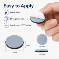 Patins de protection adhésifs en PTFE de 30 mm pour pieds de table, chaise et armoire