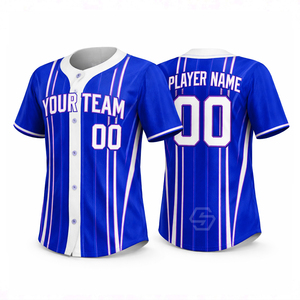 Custom Sublimation Garment Dyed Breathable Baseball Jersey Unisex Adult Short Sleeve Moisture Wicking Polyester Striped Design - Product Image 3