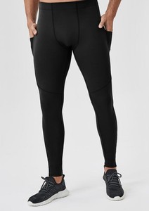 Leggings de fitness pour hommes, taille élastique, couleur unie, amincissant, longueur intégrale, respirant, résistant à l'eau, séchage rapide - Product Image 4
