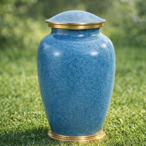 Blue Metal Cremation Urn Adult <b>Ashes</b> Memorial <b>Keepsake</b> Crematory Urn Decorative Commemoration Container - Product Image 5