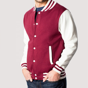 Custom Maroon Varsity <b>Jacket</b> <b>Mens</b> Fleece Letterman <b>Jacket</b> <b>White</b> Contrast Sleeves Baseball Bomber <b>Jacket</b> Slim Fit Casual - Product Image 2