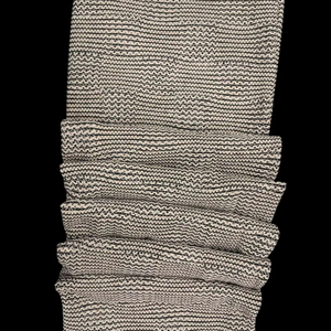 Tissu en maille crochetée noir et beige de qualité supérieure – Motif ondulé complexe texturé – Drapé élégant ajouré - Product Image 1