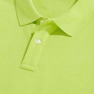 เสื้อโปโลแขนสั้นสีเขียวมะนาวสำหรับผู้ชาย สีพื้นเรียบง่าย ติดกระดุมด้านหน้า ทรงปกติ ผ้าทอออกซ์ฟอร์ด - Product Image 3