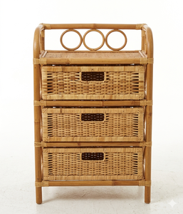 High Quality Indonesian Handmade Furniture Rack Rattan Natural with 3 Drawers Minimalist Stylish Design - Product Image 2