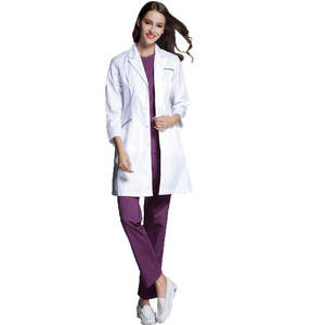 Blouse de laboratoire blanche tissée pour femmes, coton et polyester, uniforme d'hôpital, 3 poches, fermeture à boutons-pression, blouse médicale pour médecin - Product Image 3