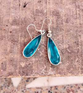 Boucles d'oreilles de luxe en tourmaline Paraiba, bleu néon, forme poire, bijoux fins, cadeau d'anniversaire pour femmes, Design élégant - Product Image 5