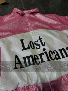 Lost Americana Bomber <b>Jacket</b> Sheep Skin Pink White Letter Print Turn Down Collar Full Sleeve Women's <b>Jacket</b> - Product Image 4