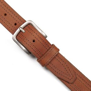 Genuine Leather Men's Casual Belt Silver Buckle Custom Length Vintage Stitch Durable <b>Brown</b> <b>Tan</b> Adjustable - Product Image 5