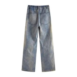 Pantalones Vaqueros de Mujer 2026 al por Mayor, de Algodón, con Botones, de Cintura Alta, Anchos, Estilo Vintage Lavado, Casuales, Personalizados - Product Image 2