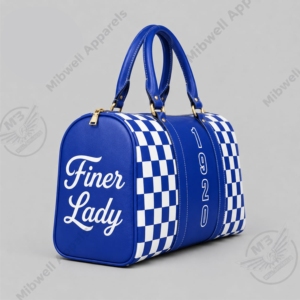 Bolsa de lona a cuadros azul Zeta Phi Beta de diseño personalizado, con cierre de cremallera 1920, bolsa de viaje de fin de semana, material PU duradero - Product Image 3
