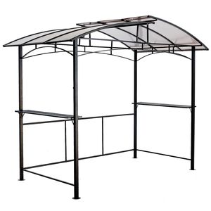 Gazebo per Barbecue da Esterno 8x5ft con Tetto Rigido in Acciaio e Ripiani Laterali per Riparo BBQ - Product Image 3