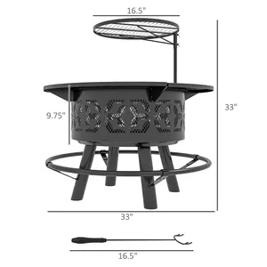 Handmade Luxury <b>Fire</b> Pit With Heavy Duty Steel Bowl For Garden Bonfire And Outdoor Family GatheringsPortable Freestanding - Product Image 2