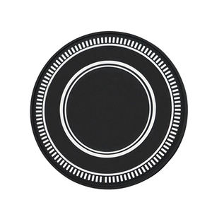 Circular <b>Rubber</b> Patch Dual Sided Printed Stick-On Black with White Border Design for Custom Applications - Product Image 3