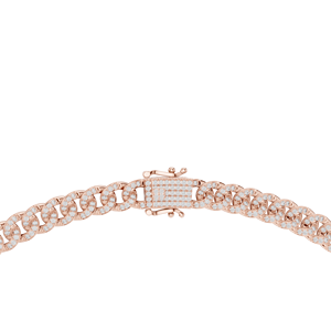 Cadena Cubana Unisex de Oro Rosa de 18 Quilates TIMELESS con Diamantes Cultivados en Laboratorio de 7.2 Quilates, Chapada en Rodio, para Fiestas, Bodas, Eventos Glamurosos y Uso Diario - Product Image 4