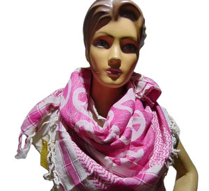 Pañuelo Keffiyeh Árabe Premium Ligero con Diseño Cuadrado a Cuadros y Pata de Gallo, con Símbolo de Paz, 100% Algodón Transpirable para el Desierto - Product Image 1