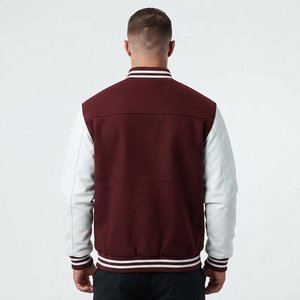 Veste universitaire d'hiver pour homme de haute qualité, blanche unie, avec patch brodé personnalisé, en cuir lavé respirant - Product Image 2