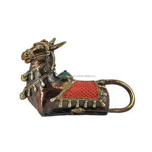 Tribal vache déesse Temple Art pur laiton support multicolore 7x4 pouces doré à la main bureau Table haut décoration de la maison vente directe - Product Image 1