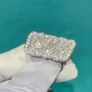 Iced Initial Letter <b>Ring</b> <b>925</b> <b>Silver</b> Moissanite Rhodium Plated Pave Setting Hip Hop Men's Personalized Name Logo Pinky <b>Ring</b> - Product Image 1