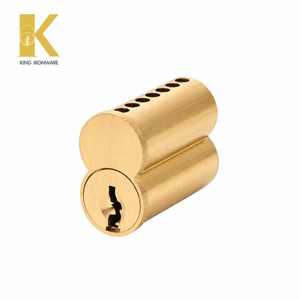 Cylindre de serrure de porte en laiton, logo personnalisé disponible, laiton satiné, 7 goupilles, clé J, SFIC, pour la sécurité des portes - Product Image 1