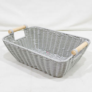 Bandeja de Mimbre de Plástico Natural Ecológica, Contenedor Decorativo con Asa Sólida para Decoración de Cocina - Product Image 1