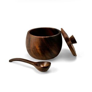 Eco-Friendly Wooden Spice <b>Jar</b> with Wooden Lid 250mL Capacity Classic Design <b>for</b> Dry Food <b>Storage</b> & Home Decor - Product Image 3