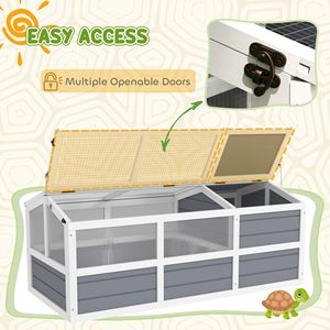 Terrario Esterno Grigio Chiaro per Tartarughe, Design Senza Fondo con Porta, Finestre con Pannelli Solari in PC per Piccoli Animali, Recinti e Cancelli per Animali Domestici - Product Image 6