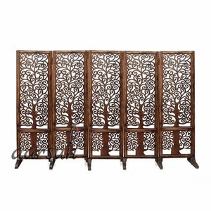 Separador de ambientes de 4 paneles de madera de Sheesham hecho a mano con vidrio ornamentado - Venta al por mayor - Product Image 3
