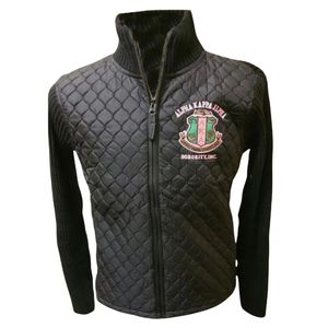 Black AKA Quilted Sweater <b>Jacket</b> Women Zip Up Knit Outerwear Casual Fashion Cardigan Warm Layered Top Stylish Apparel - Product Image 1