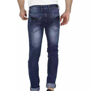 Pantalon large pour homme en denim extensible coupe ajustée, confortable, élégant, durable, en coton, avec design patchwork vintage - Product Image 5