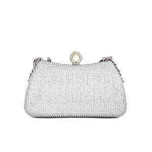 Silver Fancy <b>Evening</b> <b>Bag</b> Clutch P24182 - Product Image 1