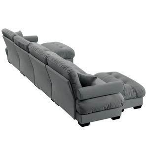 Divano Sezionale Moderno a U in Velluto, 4 Posti, con Pouf Mobili, Convertibile, Profondo e Confortevole, Imbottito per Soggiorno - Product Image 5