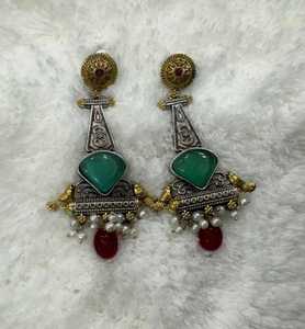 Pendientes oxidados clásicos de estudio de moda OM para mujer, joyería étnica de aspecto plateado antiguo, ligero, duradero, multifunción 50 - Product Image 5