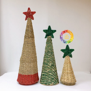 Handmade Seagrass Christmas <b>Tree</b> Rattan Woven Holiday Decoration Eco Friendly Tabletop Home Party Decor - Product Image 1