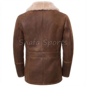 <b>Mens</b> Flying Genuine Shearling Sheepskin Leather Eco-Friendly Waterproof Winter Bomber <b>Jacket</b> Regular Fit Front <b>Jackets</b> - Product Image 2