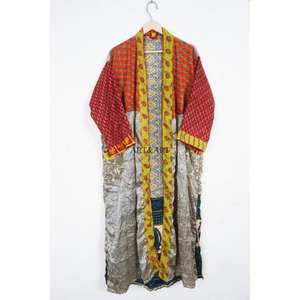 Kimono de Seda Pura India para Mujer, Suave, Cómodo, Elegante, Estilo Japonés, con Estampado Floral, Cuello en V, Cordón Ajustable, Alta Calidad, para Playa - Product Image 1