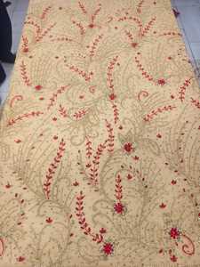 Elegant Eco-Friendly Traditional Luxury Floral Embroidered Lace Mesh Tulle Fabric Beaded <b>Sequin</b> Handmade Customizable Home - Product Image 2