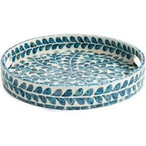 Plateau d'incrustation d'os LineCraft | Plateau de service moderne avec motif de ligne droite incrusté à la main Style minimaliste pour la maison et cadeaux de luxe - Product Image 1