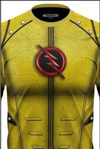 YNVTH Maillot de sport à manches longues jaune pour homme, imprimé par sublimation, avec logo éclair rouge, séchage rapide, automne/hiver A1-0005 - Product Image 5