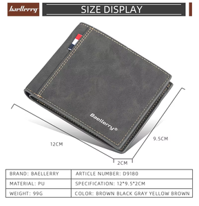 Portefeuille fin et minimaliste pour hommes, portefeuille classique Trifod avec porte-cartes, cuir PU de haute qualité - Product Image 5