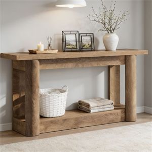 Consolle da Ingresso Stile Rustico con Funzioni di Archiviazione, Tavolo da Divano e Scrivania Principale - Product Image 3