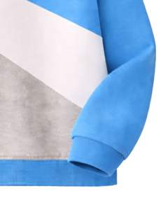 Sudadera Personalizada para Mujer con Cierre de Cremallera, Color Azul Cielo, Blanco y Gris, Diseño de Bloques de Color Diagonales, Felpa, Informal, Cálida para Invierno, Talla Grande - Product Image 6