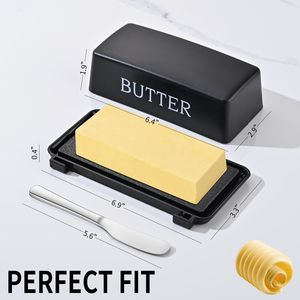 Portaburro in Plastica Nera per Alimenti con Coperchio e Coltello, Lavabile in Lavastoviglie per Comodo Stoccaggio sul Piano di Lavoro - Product Image 2