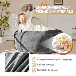 4FT Bean Bag <b>Sofa</b> <b>for</b> Adults and Teens Soft Round <b>Sofa</b> with Removable Flannel <b>Cover</b> and Memory Foam Filling - Product Image 3