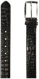 Cinturón de Cuero Genuino con Patrón de Cocodrilo Azul, Estilo Formal, Moldeado en una Sola Pieza, Hebilla de Pin Resistente, Diseño Rectangular - Product Image 6