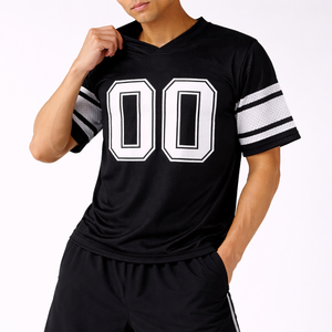 Jersey de Fútbol Americano Negro Oversize para Hombre, Transpirable, de Malla, Uniforme de Equipo Personalizado, Ropa Urbana, Venta al por Mayor, OEM, Jersey de Fútbol USA, MOQ Bajo - Product Image 3
