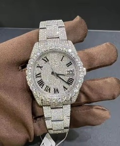 Montre de luxe unisexe sertie de diamants, boîtier en acier inoxydable 40 mm, affichage analogique de la date, verre saphir, mouvement à quartz - Product Image 5